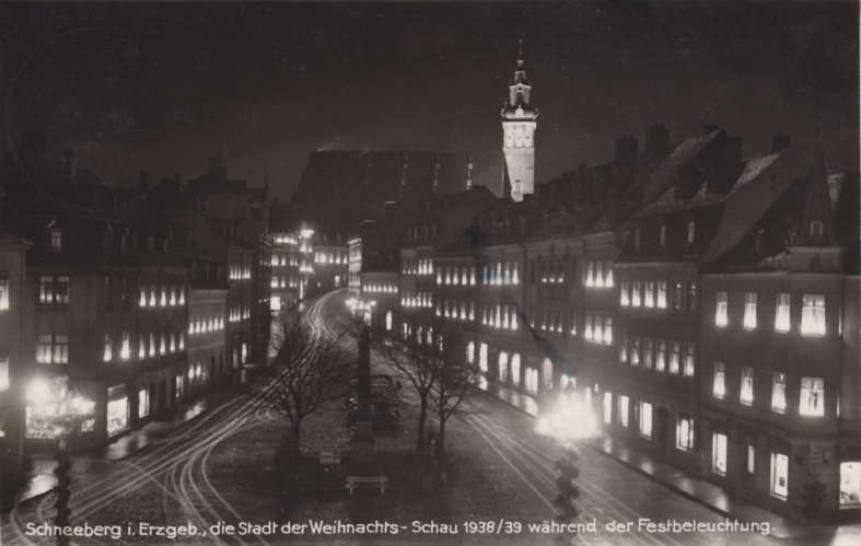 Schneeberg, Festbeleuchtung zur Weihnachtsschau 1938/39