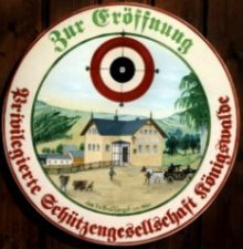 Ehrenscheibe zur Eröffnung Gasthof "Brettmühle" nach alter Lithographie